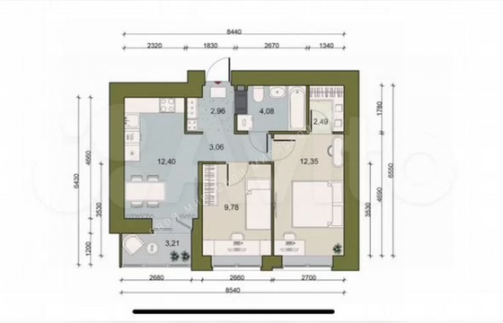 Продажа 2-комнатной квартиры 49,1 м², 4/9 этаж