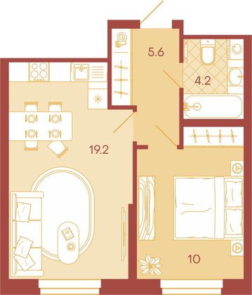 Продажа 1-комнатной квартиры 39 м², 1/18 этаж