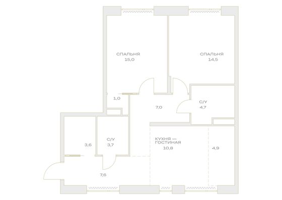 Продажа 3-комнатной квартиры 72,8 м², 4/23 этаж