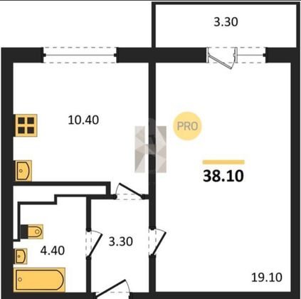 Продажа 1-комнатной квартиры 38,1 м², 9/17 этаж