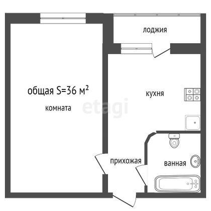 Продажа 1-комнатной квартиры 40 м², 4/9 этаж