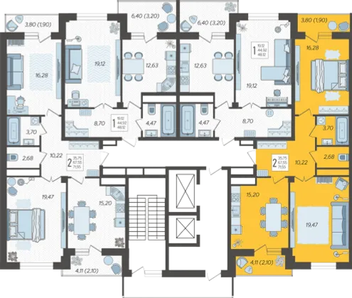 Продажа 2-комнатной квартиры 71,7 м², 13/16 этаж