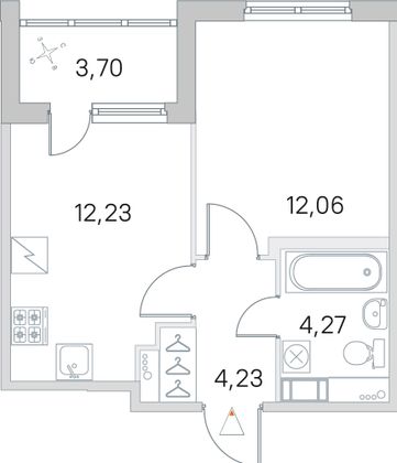 Продажа 1-комнатной квартиры 34,6 м², 3/5 этаж