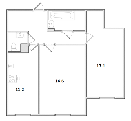 Продажа 2-комнатной квартиры 59,4 м², 1/5 этаж