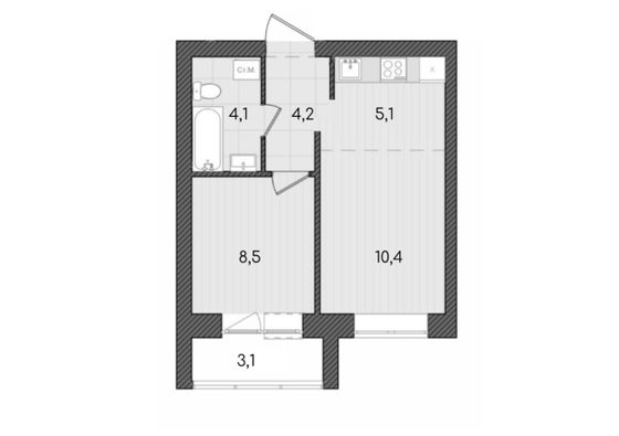 Продажа 2-комнатной квартиры 35,4 м², 1/9 этаж