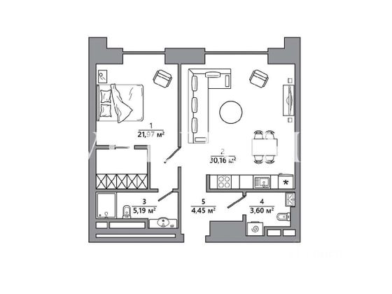 Продажа 2-комнатной квартиры 66,3 м², 3/8 этаж