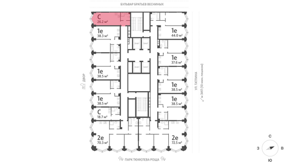 Продажа квартиры-студии 26,2 м², 7/43 этаж