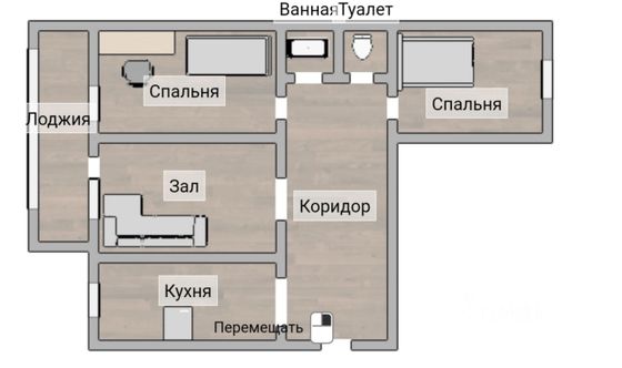 Продажа 3-комнатной квартиры 61 м², 1/9 этаж