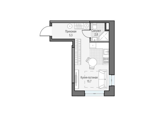 Продажа квартиры-студии 23,7 м², 9/28 этаж