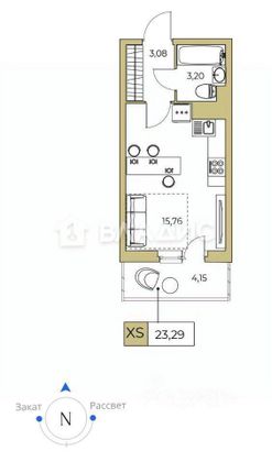 Продажа квартиры-студии 21,6 м², 3/24 этаж