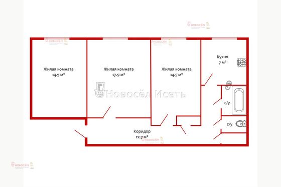 Продажа 3-комнатной квартиры 72 м², 5/5 этаж