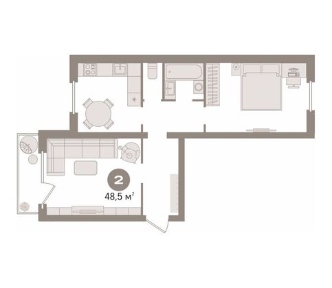 Продажа 2-комнатной квартиры 48,5 м², 4/5 этаж