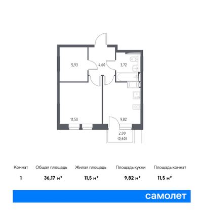 21,8 м², студия, 14/16 этаж