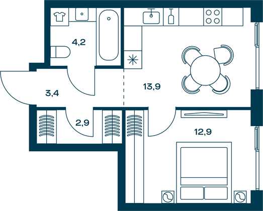 37,3 м², 1-комн. квартира, 7/29 этаж