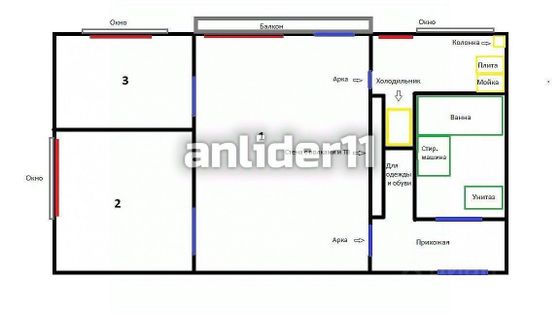 Продажа 3-комнатной квартиры 41,1 м², 2/4 этаж