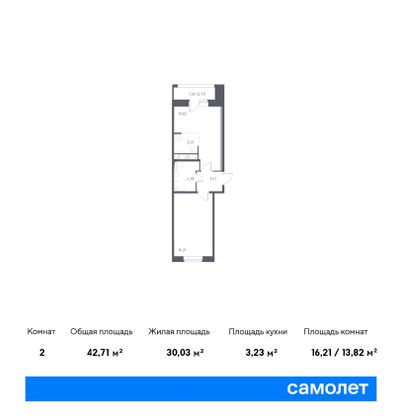 42,7 м², 1-комн. квартира, 5/8 этаж