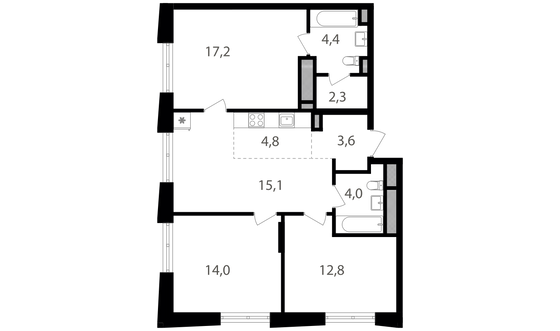 Продажа 3-комнатной квартиры 78,2 м², 18/26 этаж