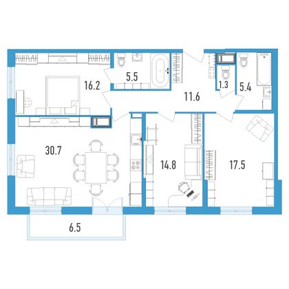 Продажа 3-комнатной квартиры 105 м², 11/18 этаж