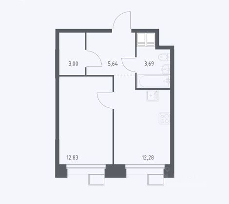 Продажа 1-комнатной квартиры 37,4 м², 16/23 этаж