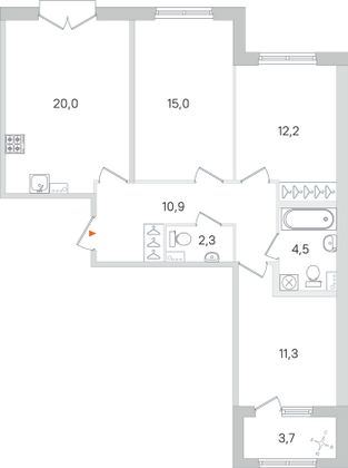 Продажа 3-комнатной квартиры 78,1 м², 2/4 этаж