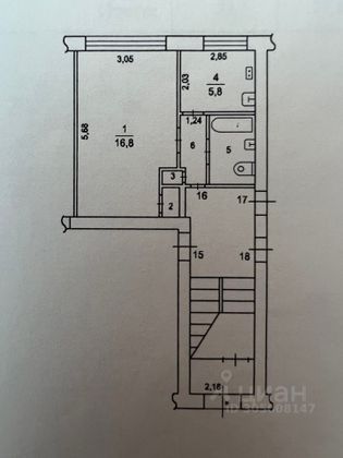 Продажа 1-комнатной квартиры 29 м², 1/2 этаж