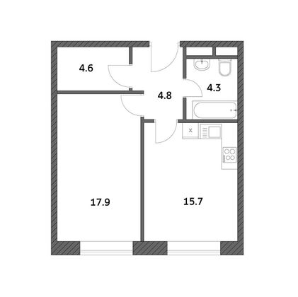 Продажа 1-комнатной квартиры 47,2 м², 10/19 этаж