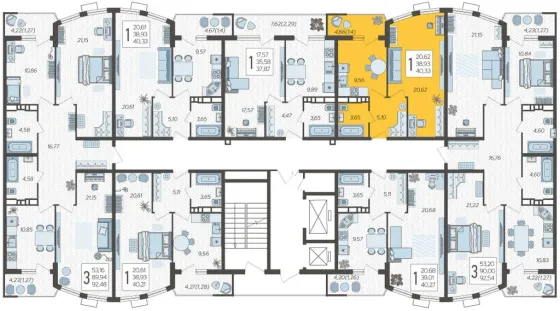 Продажа 1-комнатной квартиры 40,3 м², 19/21 этаж