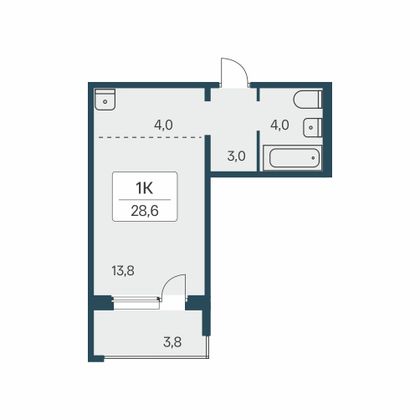 28,6 м², 1-комн. квартира, 15/17 этаж