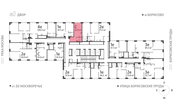 Продажа квартиры-студии 23,9 м², 47/52 этаж