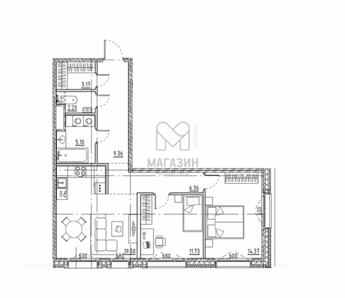 Продажа 2-комнатной квартиры 71,9 м², 3/9 этаж