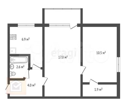 Продажа 2-комнатной квартиры 46 м², 2/5 этаж