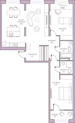 Продажа 3-комнатной квартиры 94,5 м², 7/18 этаж