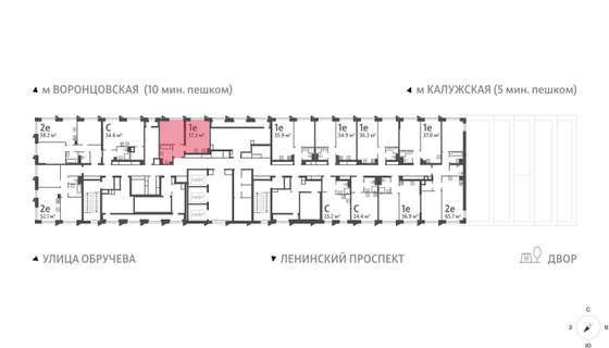 Продажа 1-комнатной квартиры 37,3 м², 31/58 этаж