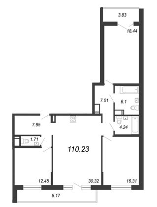 Продажа 4-комнатной квартиры 110,2 м², 10/18 этаж