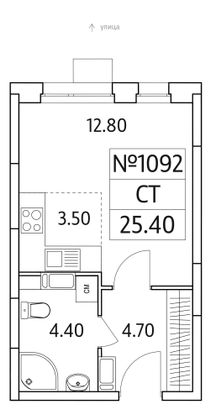 25,4 м², студия, 18/25 этаж