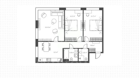 Продажа 3-комнатной квартиры 77 м², 10/21 этаж