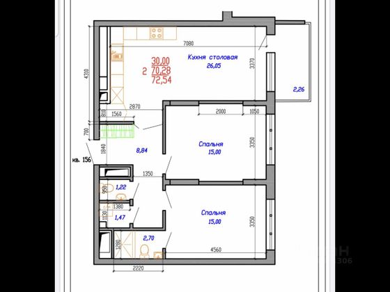 Продажа 3-комнатной квартиры 75 м², 24/24 этаж