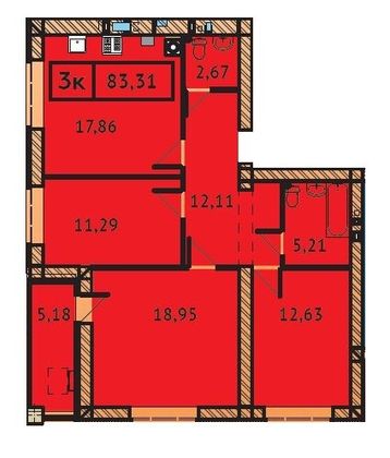 Продажа 3-комнатной квартиры 83,3 м², 1/9 этаж