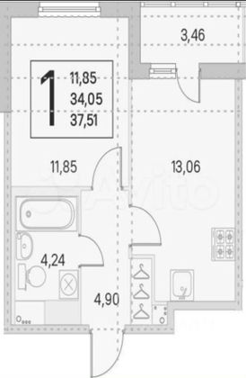 Аренда 1-комнатной квартиры 34 м², 2/8 этаж