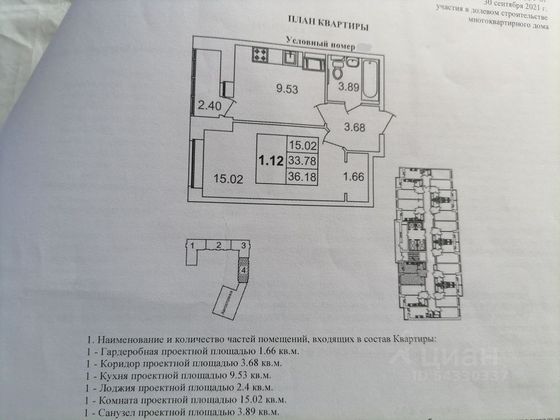 Продажа 1-комнатной квартиры 36,2 м², 2/24 этаж