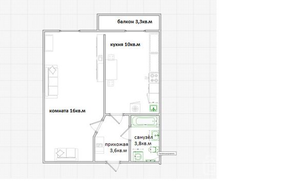 Продажа 1-комнатной квартиры 33,5 м², 5/10 этаж