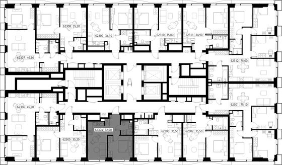 Продажа 1-комнатной квартиры 32,9 м², 23/48 этаж