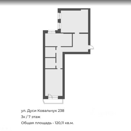 Продажа 3-комнатной квартиры 120,1 м², 7/21 этаж