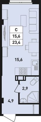 Продажа квартиры-студии 23,4 м², 18/18 этаж