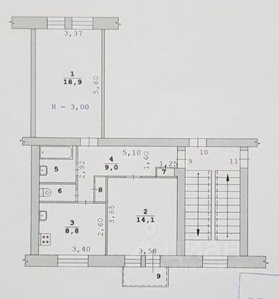 Продажа 2-комнатной квартиры 56,8 м², 4/5 этаж