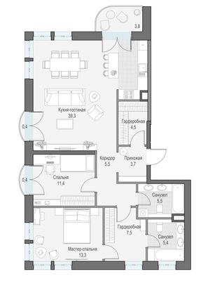 Продажа 3-комнатной квартиры 96,9 м², 5/28 этаж