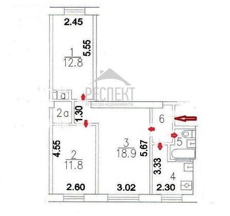 Продажа 3-комнатной квартиры 56,9 м², 2/8 этаж