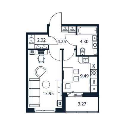 Продажа 1-комнатной квартиры 35,7 м², 1/12 этаж