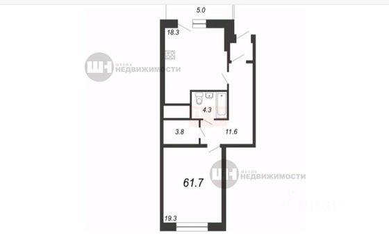 Продажа 1-комнатной квартиры 60,4 м², 1/18 этаж