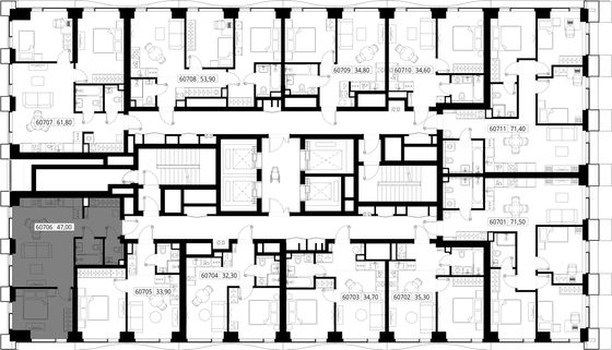 Продажа 1-комнатной квартиры 47 м², 7/48 этаж